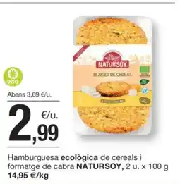 BonpreuEsclat NATURSOY Hamburguesa ecològica de cereals i formatge de cabra oferta