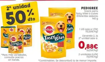 Kiwoko Pedigree Snack Perro Tasty Bites O Cubes 140g oferta