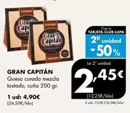Supermercados Lupa Gran capitán - queso curado mezcla tostado oferta