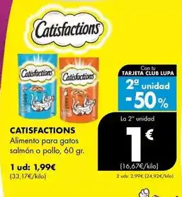 Supermercados Lupa Catisfactions - alimento para gatos salmon o pollo oferta