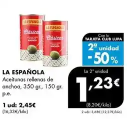 Supermercados Lupa La española - aceitunas rellenas de anchoa oferta
