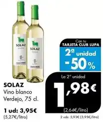 Supermercados Lupa Solaz - vino blanco verdejo oferta