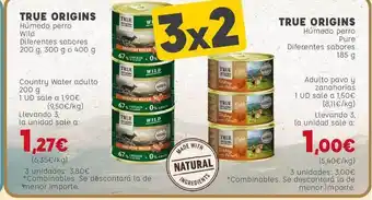 Kiwoko True Origins Húmedo Perro Wild 200g, 300g o 400g / True Origins Húmedo Perro Pure 185g oferta