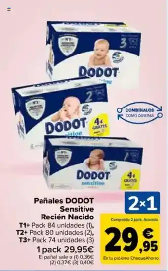 Carrefour DODOT Pañales Sensitive Recién nacido oferta