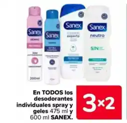 Carrefour SANEx En todos los desodorantes individuales spray y geles oferta