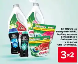 Carrefour En todos los detergentes ariel líquido y cápsulas sensaciones y quitamanchas y en perlas unstoppables. oferta