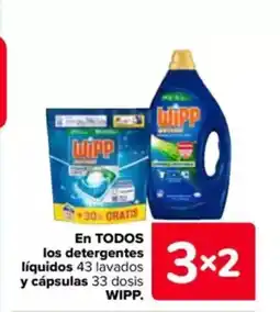 Carrefour WIPP En todos los detergentes líquidos 43 lavados y cápsulas 33 dosis oferta