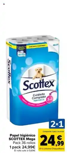 Carrefour SCOTTEX Papel higiénico Mega oferta