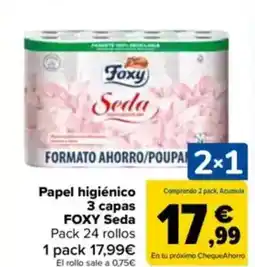 Carrefour FOXY Papel higiénico 3 capas Seda oferta