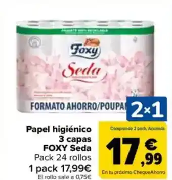 Carrefour FOXY Papel higiénico 3 capas Seda oferta