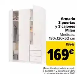 Carrefour Armario 3 puertas y 3 cajones Milan oferta