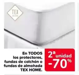 Carrefour TEX HOME En todos los protectores, fundas de colchón o fundas de almohada oferta