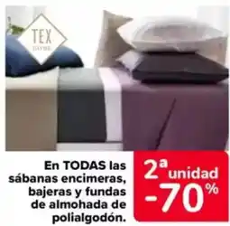 Carrefour En todas las sábanas encimeras, bajeras y fundas de almohada de polialgodón. oferta