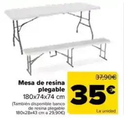 Carrefour Mesa de resina plegable 180x74x74 cm oferta