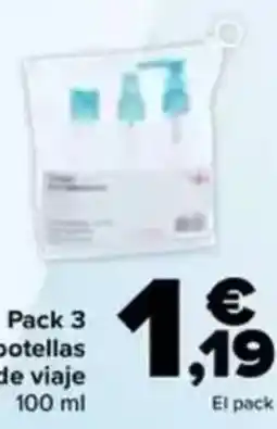 Carrefour Pack 3 botellas de viaje oferta
