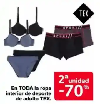 Carrefour TEX En toda la ropa interior de deporte de adulto oferta