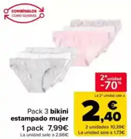Carrefour Pack 3 bikini estampado mujer oferta