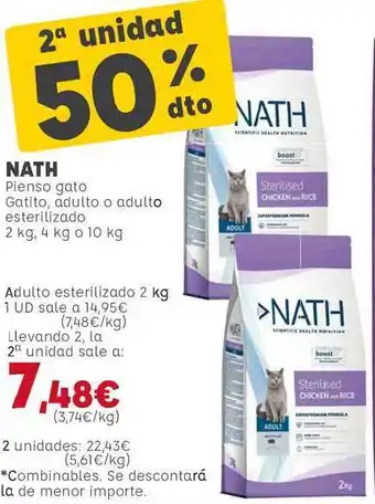 Kiwoko Nath Pienso Gato Gatito, Adulto O Adulto Esterilizado 2kg. oferta
