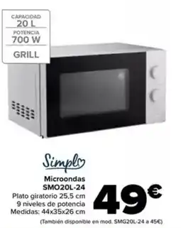 Carrefour SIMPLY Microondas SMO20L-24 oferta