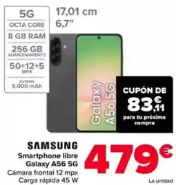 Carrefour SAMSUNG Smartphone libre Galaxy A56 5G oferta