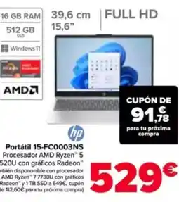 Carrefour HP Portátil 15-FC0003NS oferta