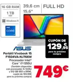 Carrefour ASUS Portátil Vivobook 15 F1504VA-NJ766W Procesador Intel® Core™ i7-1355U (También disponible con procesador i5 1334U oferta