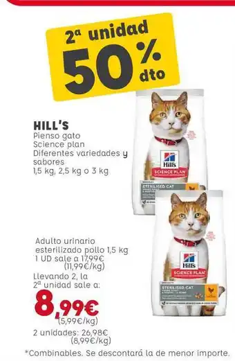 Kiwoko Hill's Pienso Gato Science Plan 1,5kg/2,5kg/3kg oferta