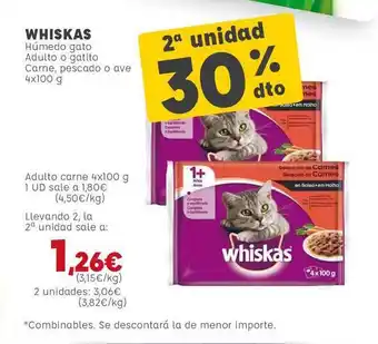 Kiwoko Whiskas Húmedo Gato Adulto O Gatito Carne 4x100g oferta