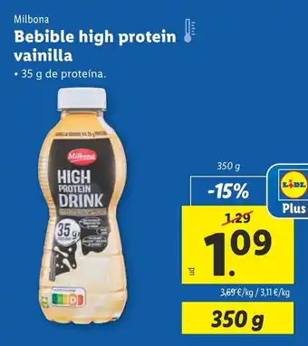 Lidl MILBONA Bebible high protein vainilla oferta