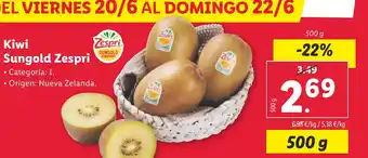 Lidl ZESPRI Kiwi Sungold oferta