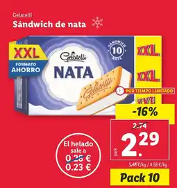 Lidl GELATELLI Sándwich de nata oferta