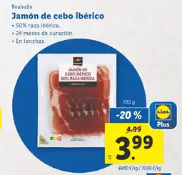 Lidl REALVALLE Jamón de cebo ibérico oferta
