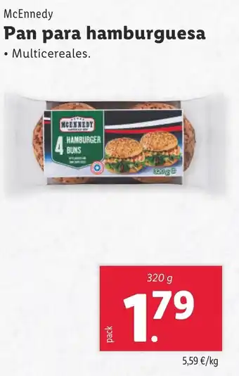 Lidl MCENNEDY Pan para hamburguesa oferta