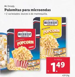 Lidl MCENNEDY Palomitas para microondas oferta