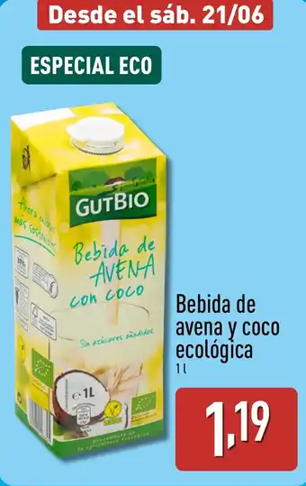 ALDI GUTBIO Bebida de avena y coco ecológica oferta