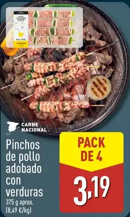 ALDI Pinchos de pollo adobado con verduras oferta