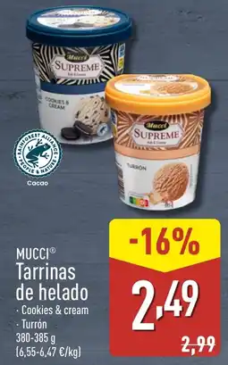 ALDI MUCCI Tarrinas de helado Cookies & cream oferta