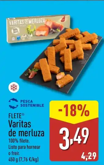 ALDI FLETE Varitas de merluza oferta