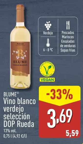 ALDI BLUME Vino blanco verdejo selección DOP Rueda oferta
