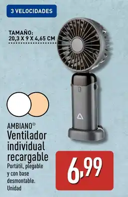 ALDI AMBIANO Ventilador individual recargable oferta