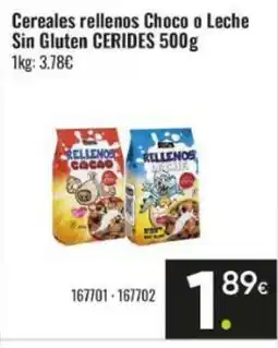 Family Cash CERIDES Cereales rellenos Choco o Leche Sin Gluten oferta