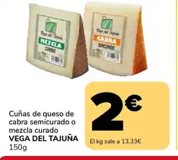 Supeco VEGA DEL TAJUÑA Cuñas de queso de cabra semicurado o mezcla curado oferta