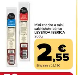Supeco LEYENDA IBÉRICA Mini chorizo o mini salchichón ibérico oferta