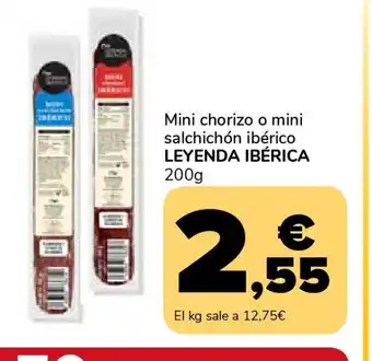 Supeco LEYENDA IBÉRICA Mini chorizo o mini salchichón ibérico oferta