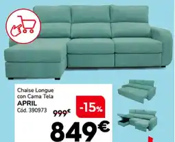 Conforama April chaise longue con cama tela oferta