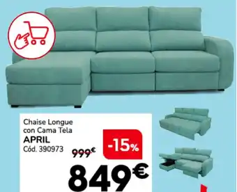 Conforama April chaise longue con cama tela oferta