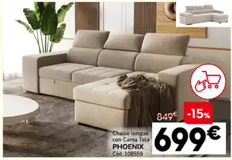 Conforama Phoenix chaise longue con cama tela oferta