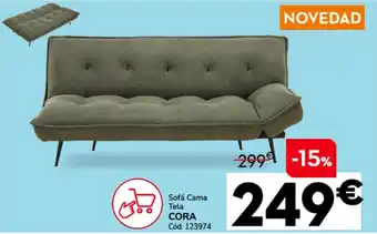 Conforama CORA Sofá Cama Tela oferta