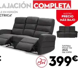 Conforama ZEUS Sofá Relax Manual Tela oferta
