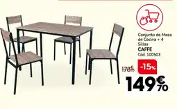 Conforama CAFFE Conjunto de Mesa de Cocina + 4 Sillas oferta